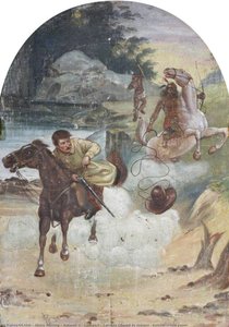 Hatwell's 'gallopers' Cowboy Chased By Indians (bottom Centre Panel) — Henry Whiting