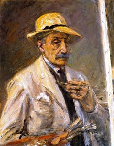 Self Portrait In Smock With Hat, Brush, And Palette — Max Liebermann, Impressionist Painting