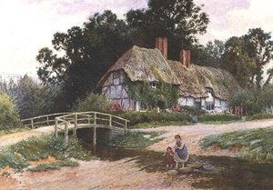 Sisters Paddling Across A Stream — Arthur Claude Strachan
