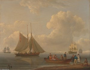 A Wherry Taking Passengers Out To Two Anchored Packets — William Anderson