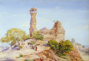 Jain Tower And Temple At Chittore, India — Marianne North