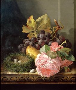 Still Life, Roses, Fruit ^ Bird's Nest