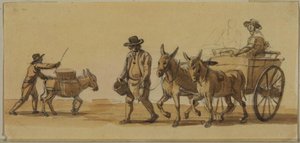 Man Driving A Donkey, And Man Leading A Cart — Paul Sandby