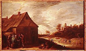 Cabaret Pres D'une Riviere Avec Des Pecheurs Au Filet — David Teniers Der Jüngere, Baroque