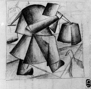 Peasant Woman With Buckets 1 — Kazimir Malevich, Cubist Influence