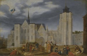 A Bishop Blessing The Sick Outside His Church — Herman Van Swanevelt