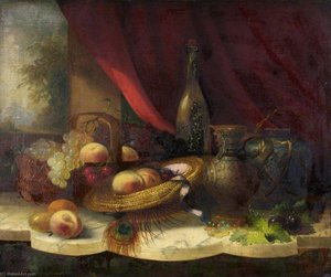 Still Life with Fruit, a Bottle and a Jug