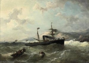 A Steamer In Heavy Weather — Nicolaas Riegen