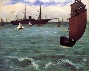 El Barco Pesquero Llegando Antes Del Viento (también Conocido Como La Kearsarge En Bologne) — Édouard Manet, Realismo