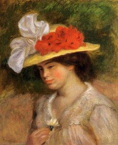 Woman In A Flowered Hat — Pierre-auguste Renoir, Impressionism