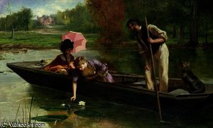 A Pleasant Spot On The Thames — Marcus C Stone