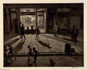 Spring Night, Greenwich Village — Martin Lewis