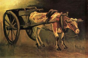 Karren Mit Rot-weißem Ochsen — Vincent Willem Van Gogh