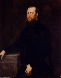 Robusti Jacopo Portrait Of A Bearded Venetian Nobleman — Jacopo Tintoretto, Baroque Dramatic Light