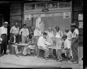 Checkers Players, Including Albert Valentine, John Gray, Clarence Walker, Ray Harris, Joe Mitchell, R. L. Lipscomb, Richard Reed, West Wall, Ted Campbell, Claud Foster, Clifford L. Brown Jr., And — Charles "teenie" Harris