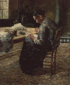 Portrait Of The Artist's Mother Sewing — Charles Angrand