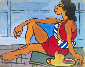 Seated Woman In Red Playsuit — William H. Johnson, Expressionism