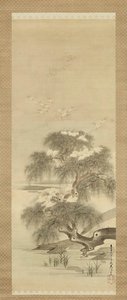 Herons, from a pair of hanging scrolls ‘Crows and Herons’
