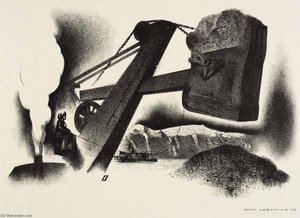 Steam Shovel In Desert, Tajikistan — Louis Lozowick
