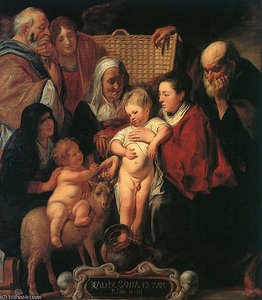 The Holy Family With St Anne The Young Baptist And His Parents — Jacob Jordaens