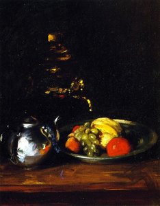 Still Life With Teapot And Dish Of Fruit — William Merritt Chase