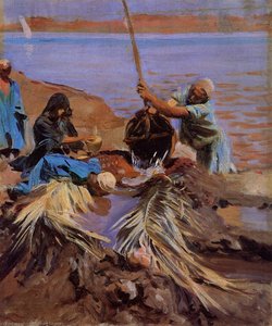Egyptians Raising Water From The Nile — John Singer Sargent, Impressionistic Pencil Drawing