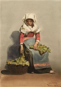 Peasant Girl With Basket Of Vegetables — Carl Haag