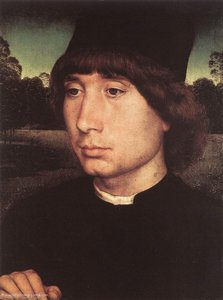 Portrait Of A Young Man Before A Landscape — Memling, Hans