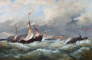 A Dutch Galliot Entering Aberdeen Harbour In A Storm — Edward William Cooke