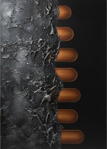 Obsidian Fractures And The Rhythmic Descent Of Burnished Bronze Orbs — Laurent Fabre, Neo-abstract Art