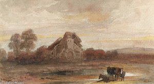 Horses Before A Ruined Church, Possibly In Lincolnshire — Peter De Wint