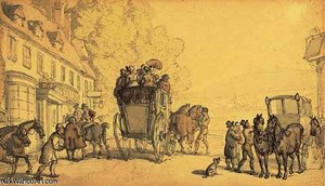 Figures Outside A Coaching Inn — Thomas Rowlandson, British Romanticism