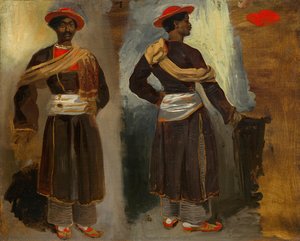 Two Studies Of A Standing Indian From Calcutta — Eugène Delacroix, French Romanticism