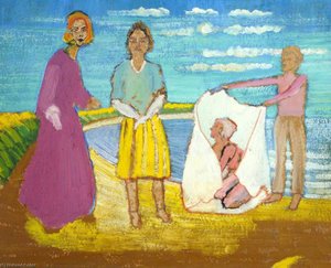 Unfinished Group Of Figures On A Beach — Francis Ferdinand Maurice Cook