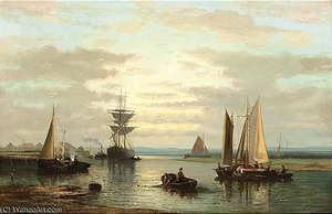 Sailing Vessels In A River — Abraham Hulk Senior