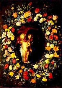 Madonna And Child Wreathed With Flowers — Jacob Jordaens
