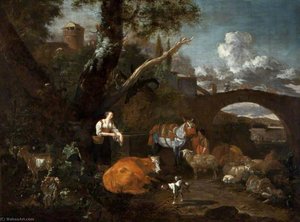 Landscape With Figures And Animals — Nicolaes Pietersz Berchem