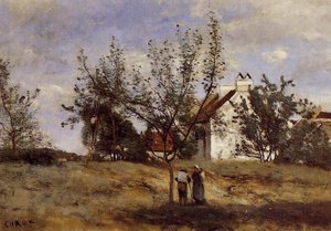 An Orchard At Harvest Time — Jean-baptiste-camille Corot