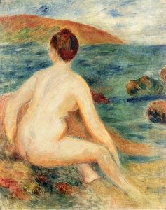 Nude Bather Seated By The Sea — Pierre-auguste Renoir, Impressionism