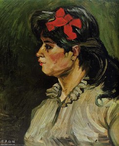 Portrait Of A Woman With A Red Ribbon — Vincent Willem Van Gogh, Post-impressionism