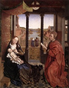 St. Lukas Zeichnet Das Porträt Der Jungfrau Maria — Rogier Van Der Weyden