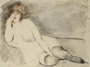 Woman Reclining Front View — Paul César Helleu