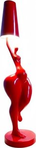 Red Resin Sculpture Lamp With Gold Accent, Art Deco Table Lamp / Decorative Sculpture Lamp