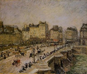 The Pont-neuf: Snow — Camille Pissarro, Impressionist Painting