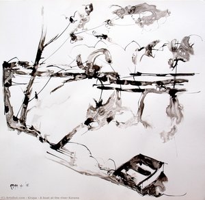 A Boat At The River Korana — Alfred Freddy Krupa, New Ink Art
