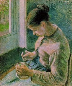 Peasant Girl Drinking Her Coffee — Camille Pissarro