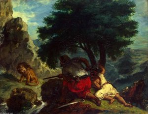 Lion Hunt In Morocco — Eugène Delacroix, Romanticism