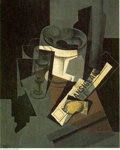 Fruit Dish, Glass And Lemon (still Life With Nerwspaper) — Juan Gris