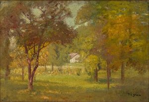 Landscape And White Cottage — Theodore Clement Steele, Impressionism