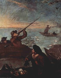 Hunters Shooting At Ducks — Pietro Longhi, Rococo